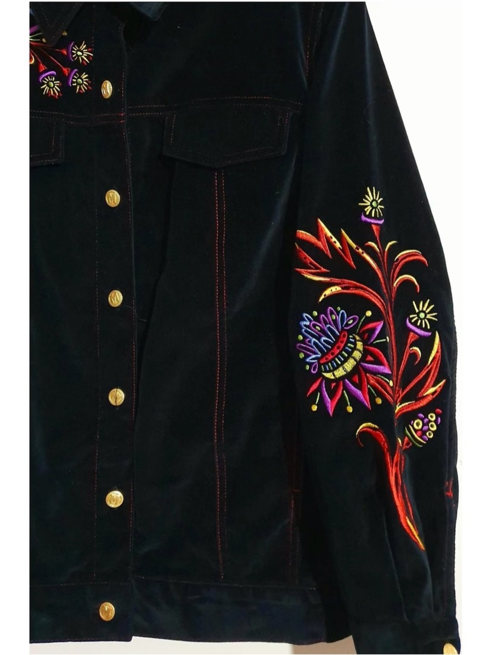 Bob Mackie Embroidered Jacket Black Multicolour Multiple colors size  L - Picture 2 of 13
